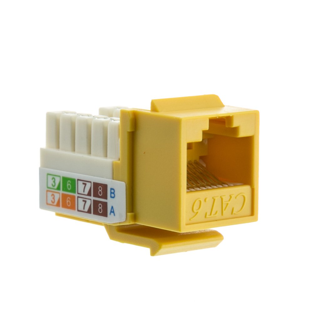 CableWholesale Cat6 Keystone Jack Yellow RJ45 110