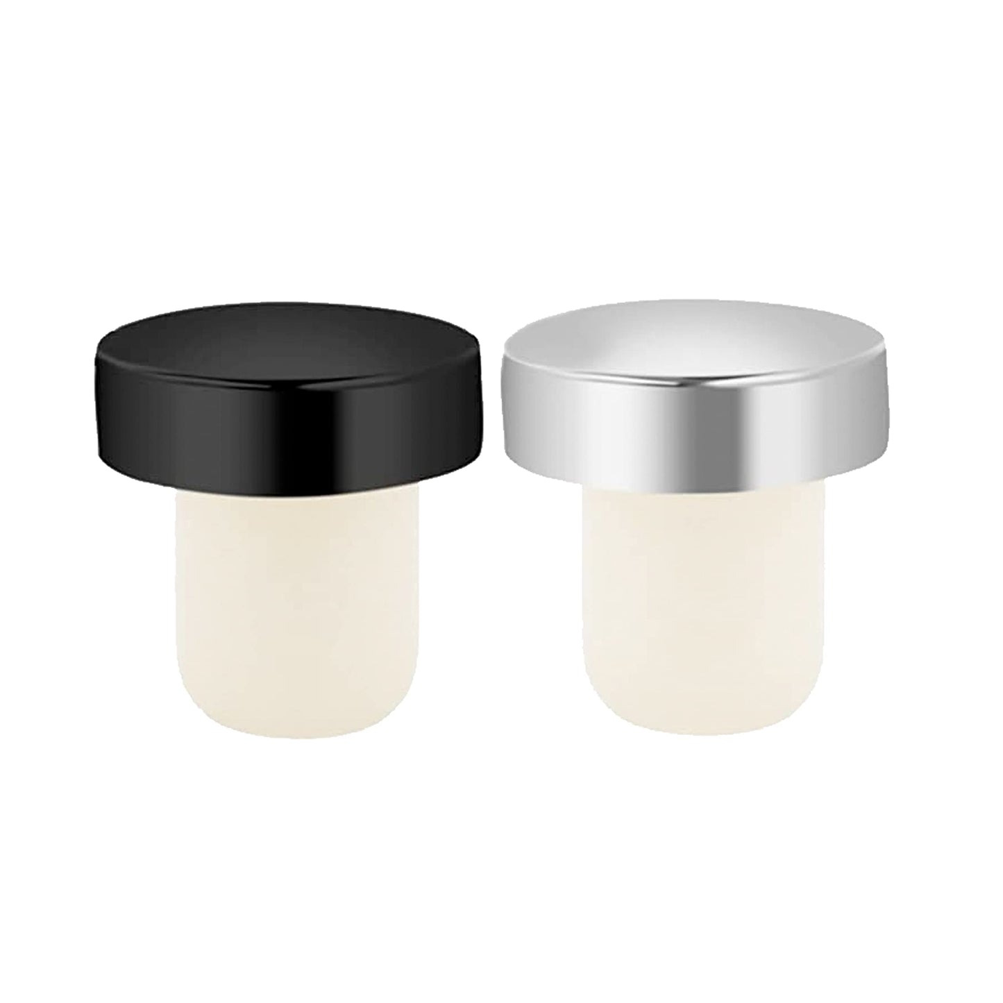 OGGI T-shaped Wine Corks, 2-pc Set, Reusable & Low Profile for Wine & Beer Bottles DIY Craft (Black, Silver)
