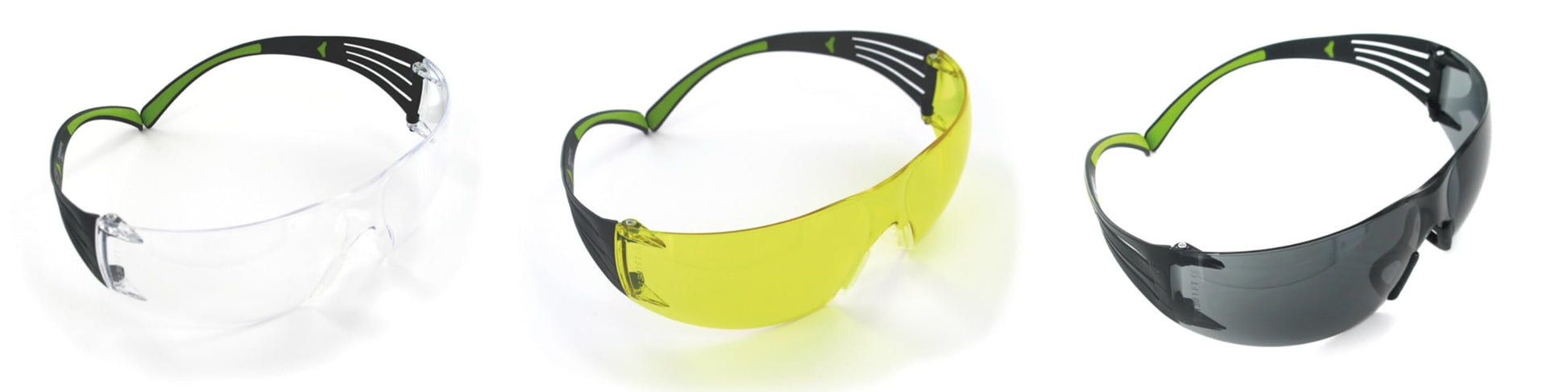 Peltor Sport SecureFit 400 Eye Protection, Multi Shaded 3 Pack (Clear/Amber/Gray), High Impact Resistant, Blocks 99.9% UV, Anti-Fog, Scratch Resistant Lenses, Low Profile Safety Glasses (SF400-P3PK-6)