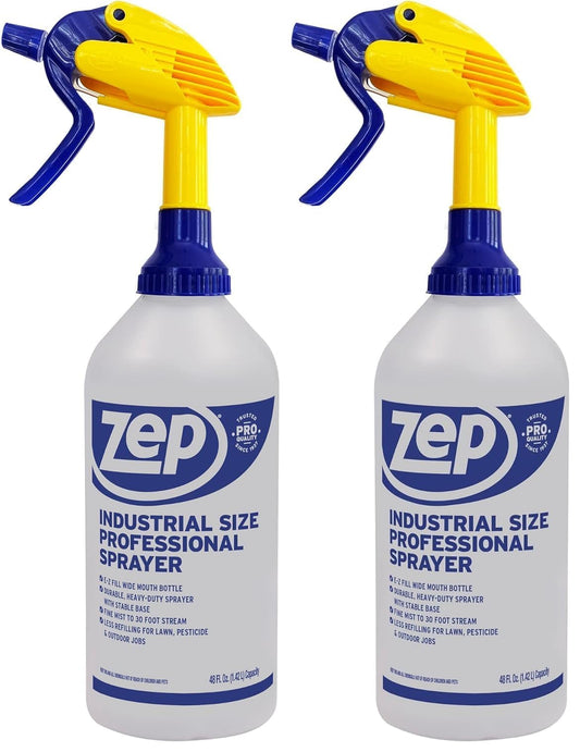 Zep Industrial Sprayer Bottle - 48 Ounces C32810 - Up to 30 Foot Spray, Adjustable Nozzle (Pack of 2)