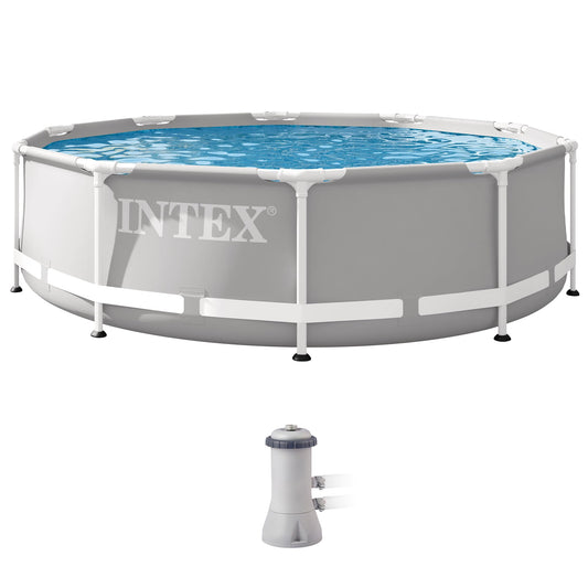 INTEX 26701EH Prism Frame Premium Above Ground Swimming Pool Set: 10ft x 30in – Includes 330 GPH Cartridge Filter Pump – SuperTough Puncture Resistant – Rust Resistant – 1185 Gallon Capacity