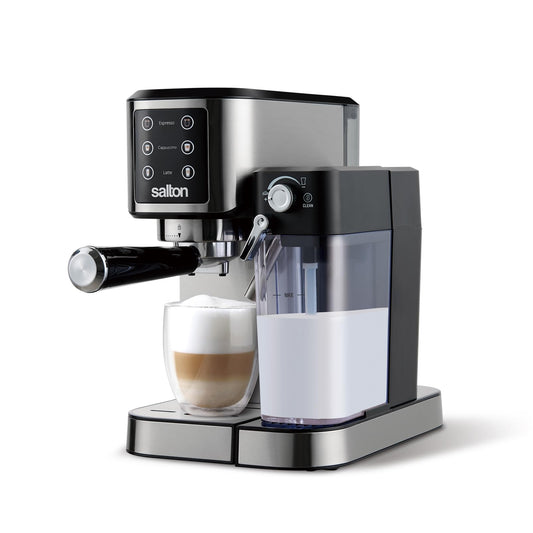 Salton Barista+ 3-in-1 Espresso, Cappuccino & Latte Machine with Milk Removable Container