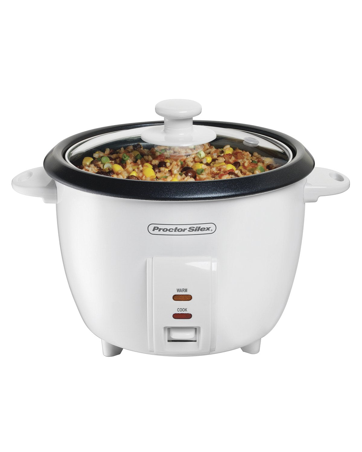 Proctor Silex Rice Cooker & Food Steamer, 10 Cups Cooked (5 Cups Uncooked), Includes Steam and Rinsing Basket, White (37533G)