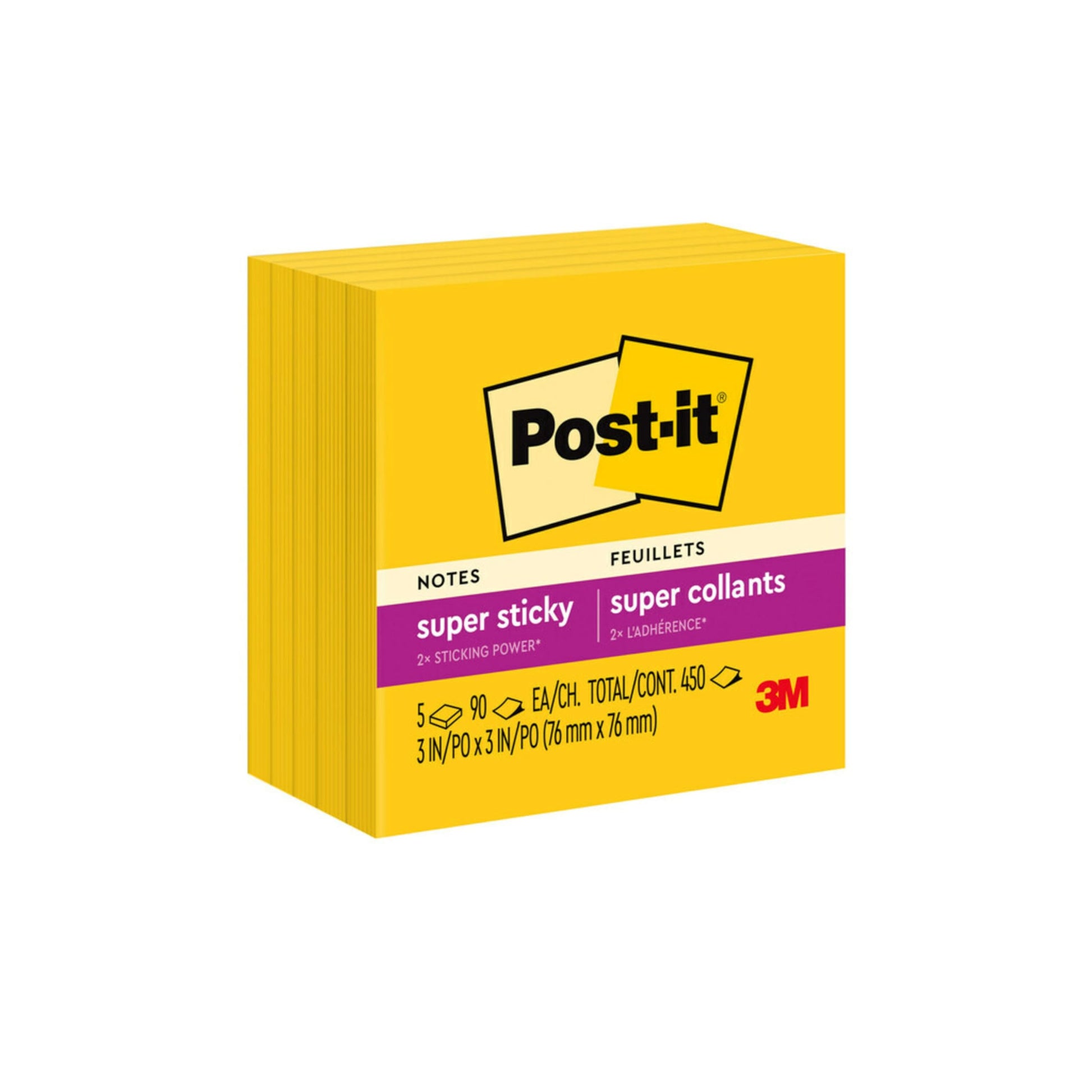 Post-it Super Sticky Notes 3x3in 5-Pack Sunnyside Yellow