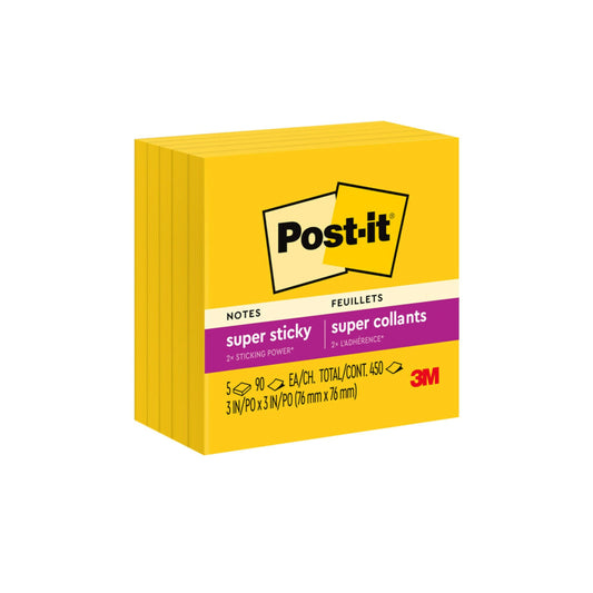 Post-it Super Sticky Notes 3x3in 5-Pack Sunnyside Yellow