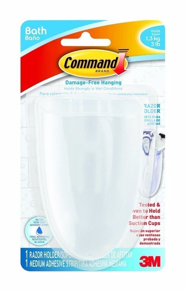 3M Command Bath Razor Holder Clear Frosted