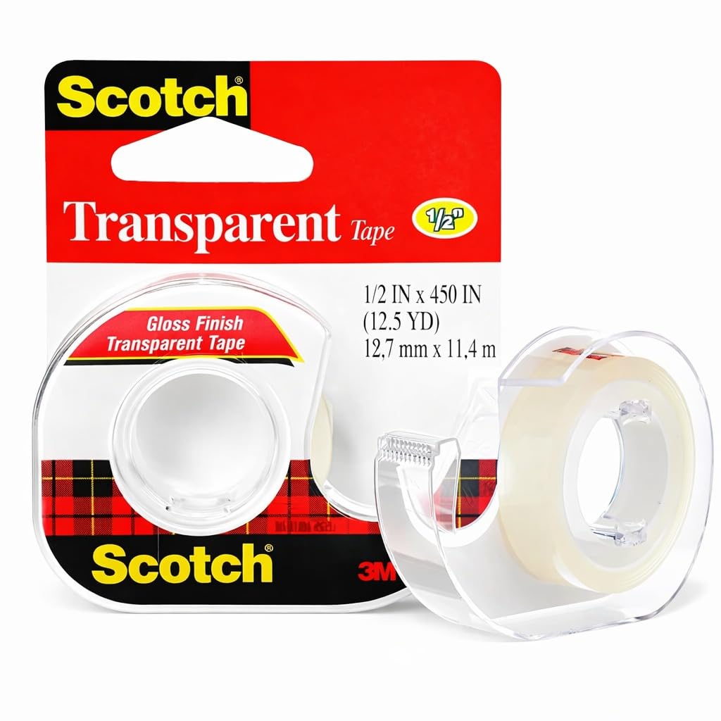 3M Scotch Transparent Tape 1/2" x 450" Dispenser