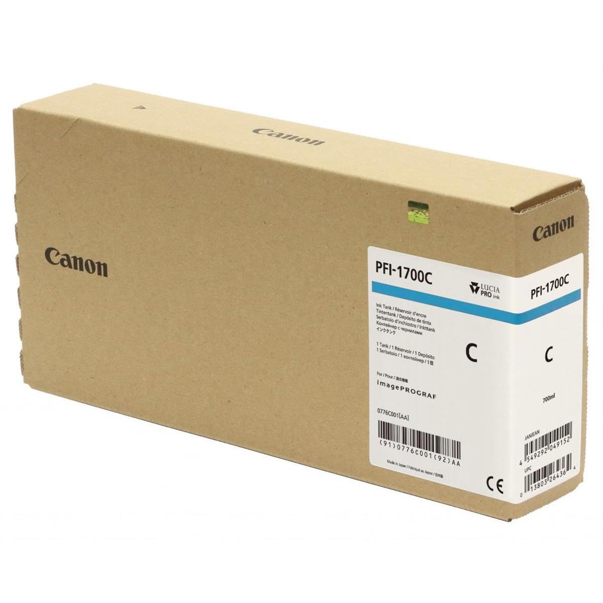 CANON PFI-1700 Ink Cyan Standard Capacity 700 ml Pack of 1 iPF Pro2000/4000/4000S/6000S