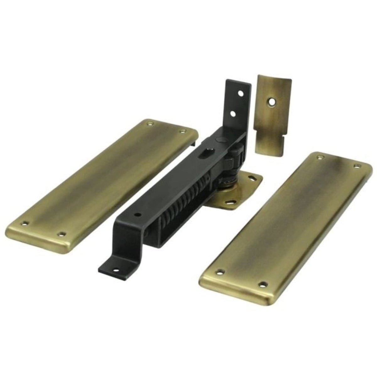 Deltana DASH95 3.75" x 9.25" Solid Brass Plain Bearing Surface Mount Double Action Floor Hinge - Single Hinge