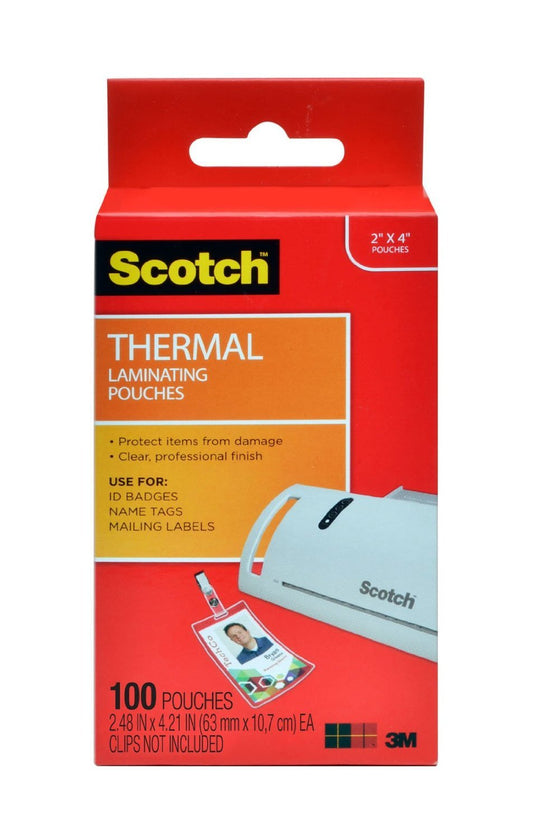 3M Scotch Thermal Laminating Pouches 2.4 x 4.2 ID Badge TP5852-100