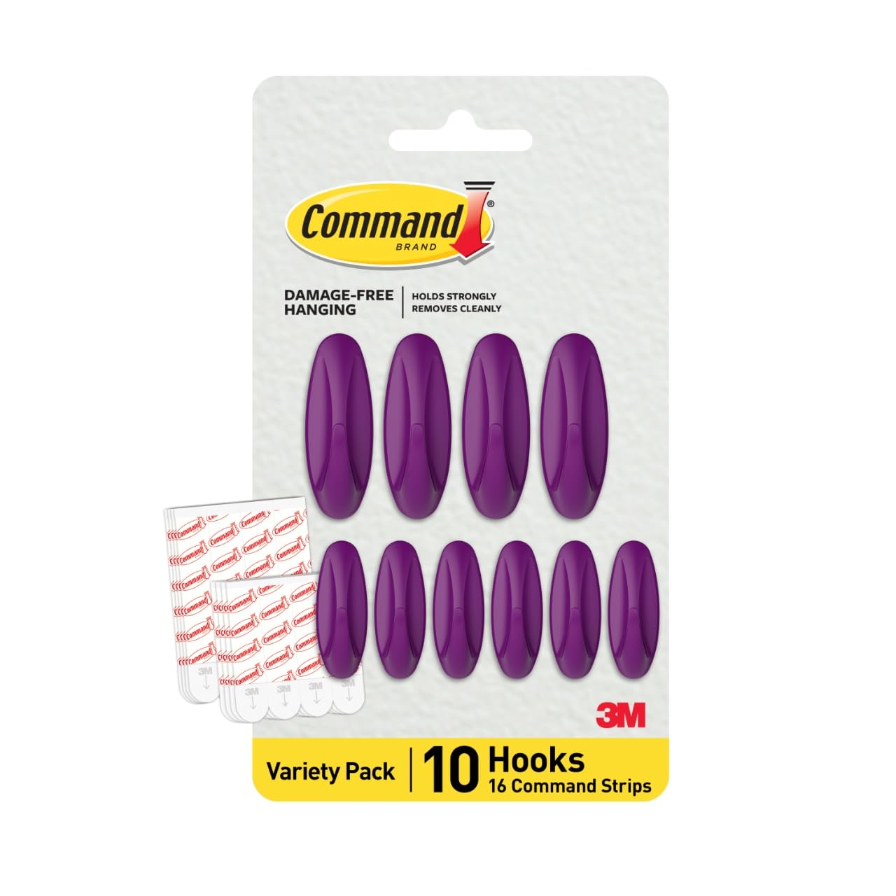 Command Mixed Designer Hook Pack, Lilac Lemonade, 10 Hooks, 16 Strips