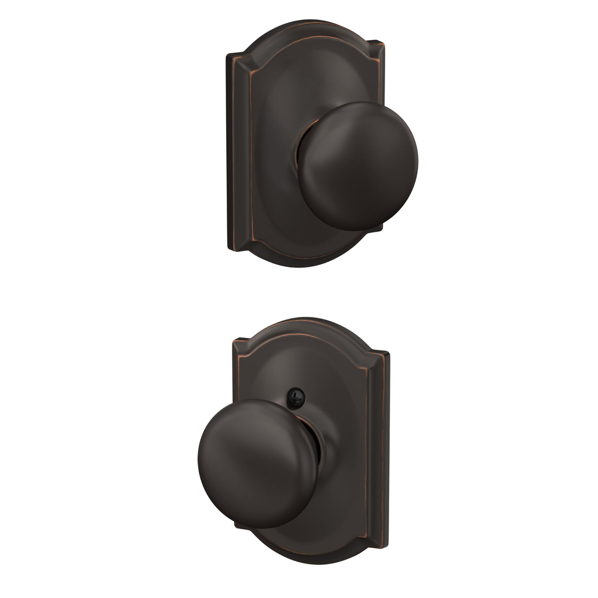 Schlage Plymouth Passage Door Knob Aged Bronze
