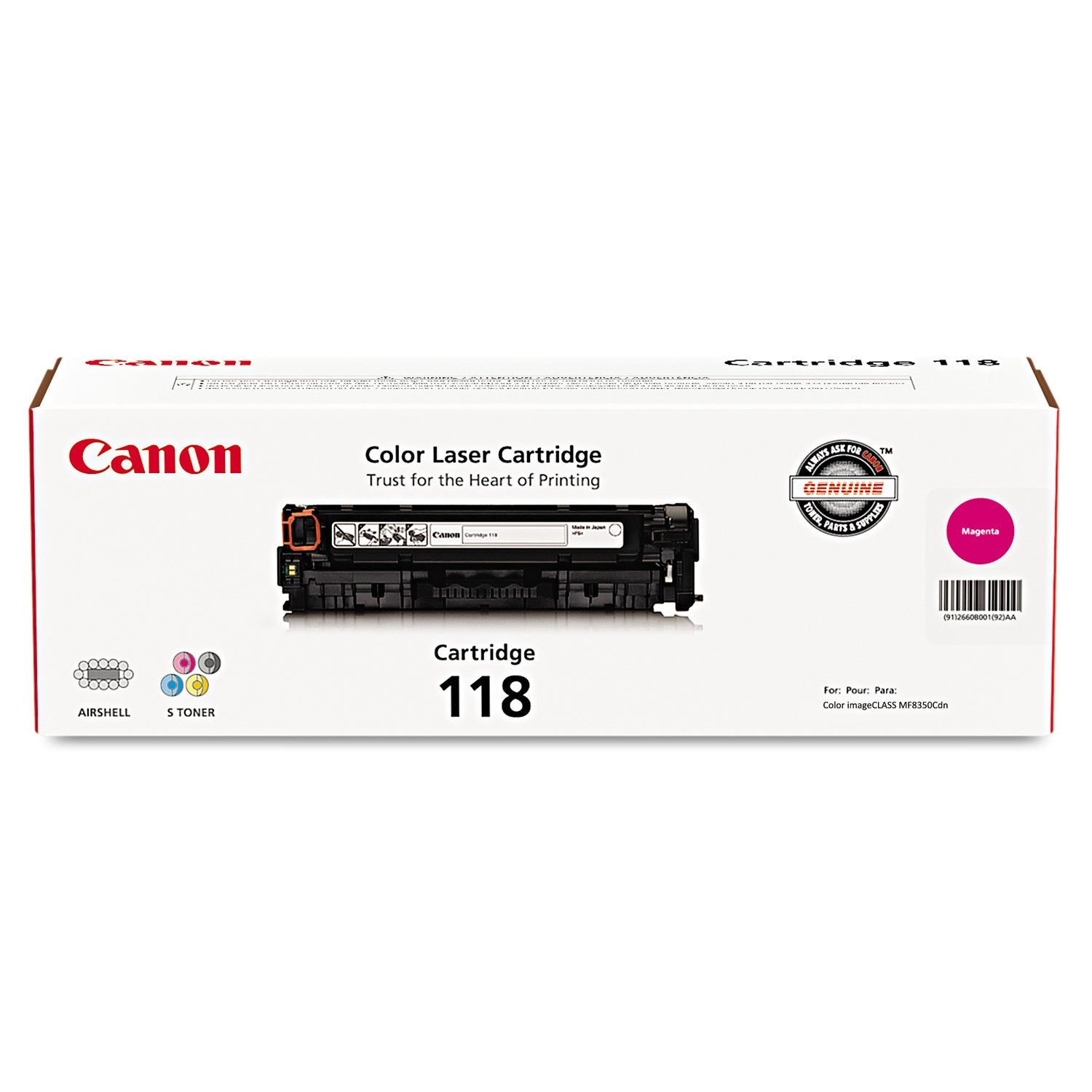 Canon Genuine OEM 2660B001 CTG 118 Magenta Toner Cartridge (2.9K YLD)