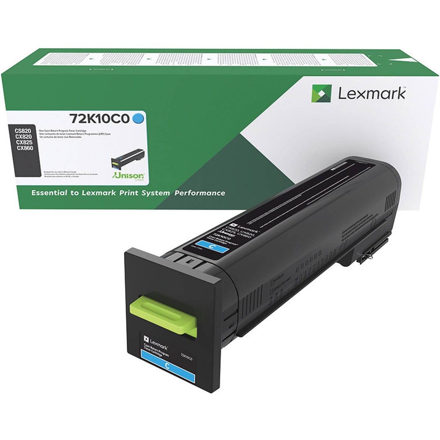 Lexmark 72K10C0 CS820, CX820, CX825, CX860 Cyan Return Program Cartridge Toner