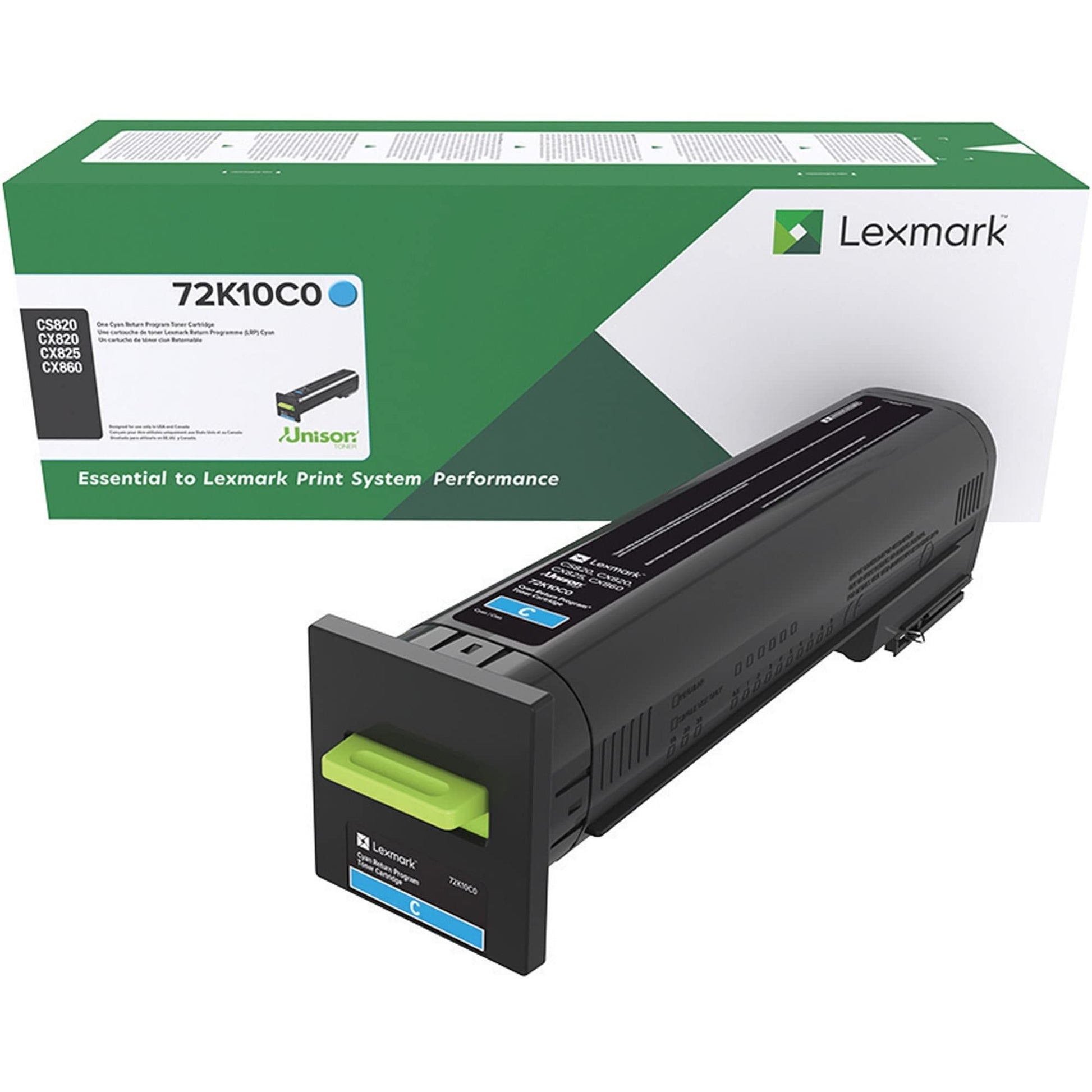 Lexmark 72K10C0 CS820, CX820, CX825, CX860 Cyan Return Program Cartridge Toner