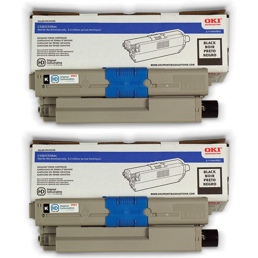 OKI 44469801 Type C17 Black Toner Cartridge 2-Pack for C531, MC362, MC561 Printers