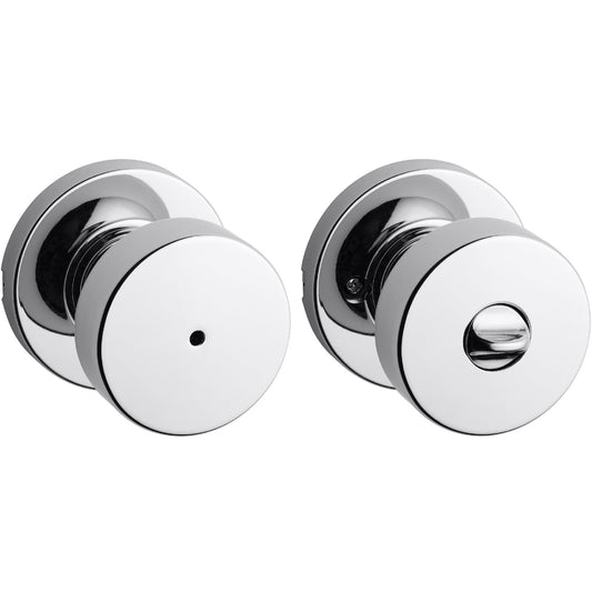 Kwikset 730PSKRDT-26D Pismo Knob with Round Rose Privacy Lock with 6AL Latch and RCS Strike Satin Chrome Finish