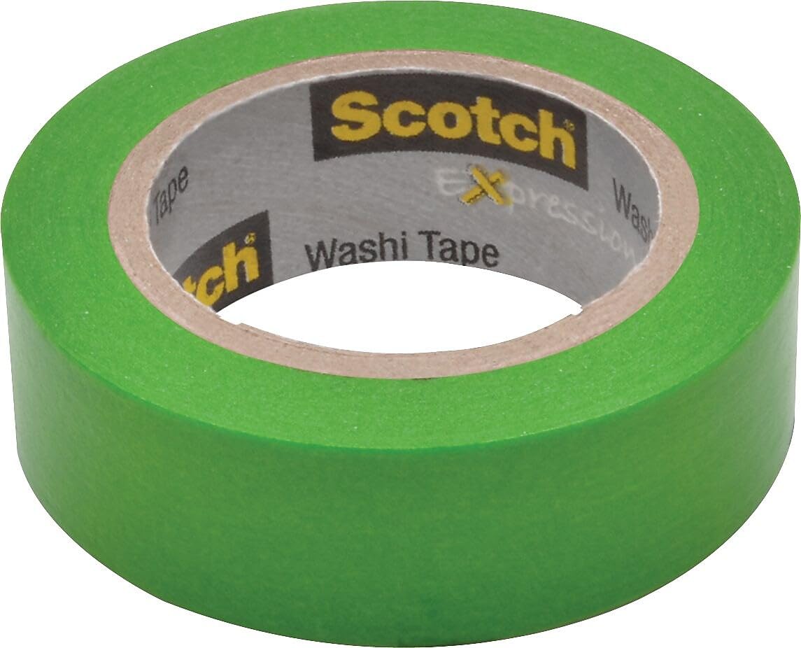 Scotch Expressions Washi Tape, 1.25" Core, 0.59" X 32.75 Ft, Green