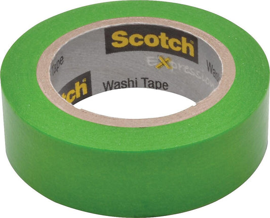 Scotch Expressions Washi Tape, 1.25" Core, 0.59" X 32.75 Ft, Green