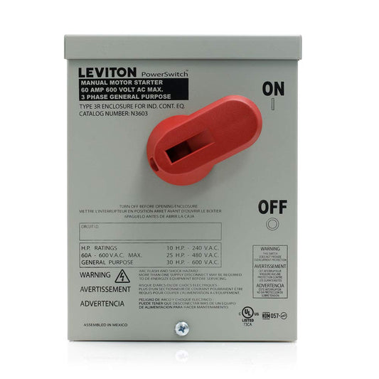 Leviton N3603 60 Amp 600V Manual Motor Controller