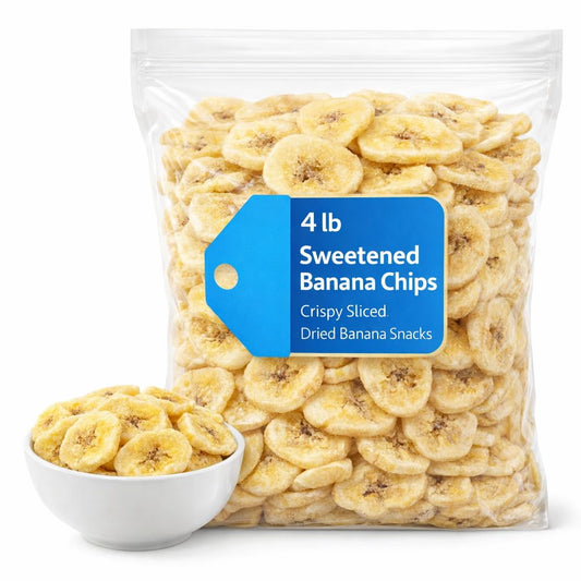 Imported Sweetened Banana Chips, 4 lb Bulk Bag