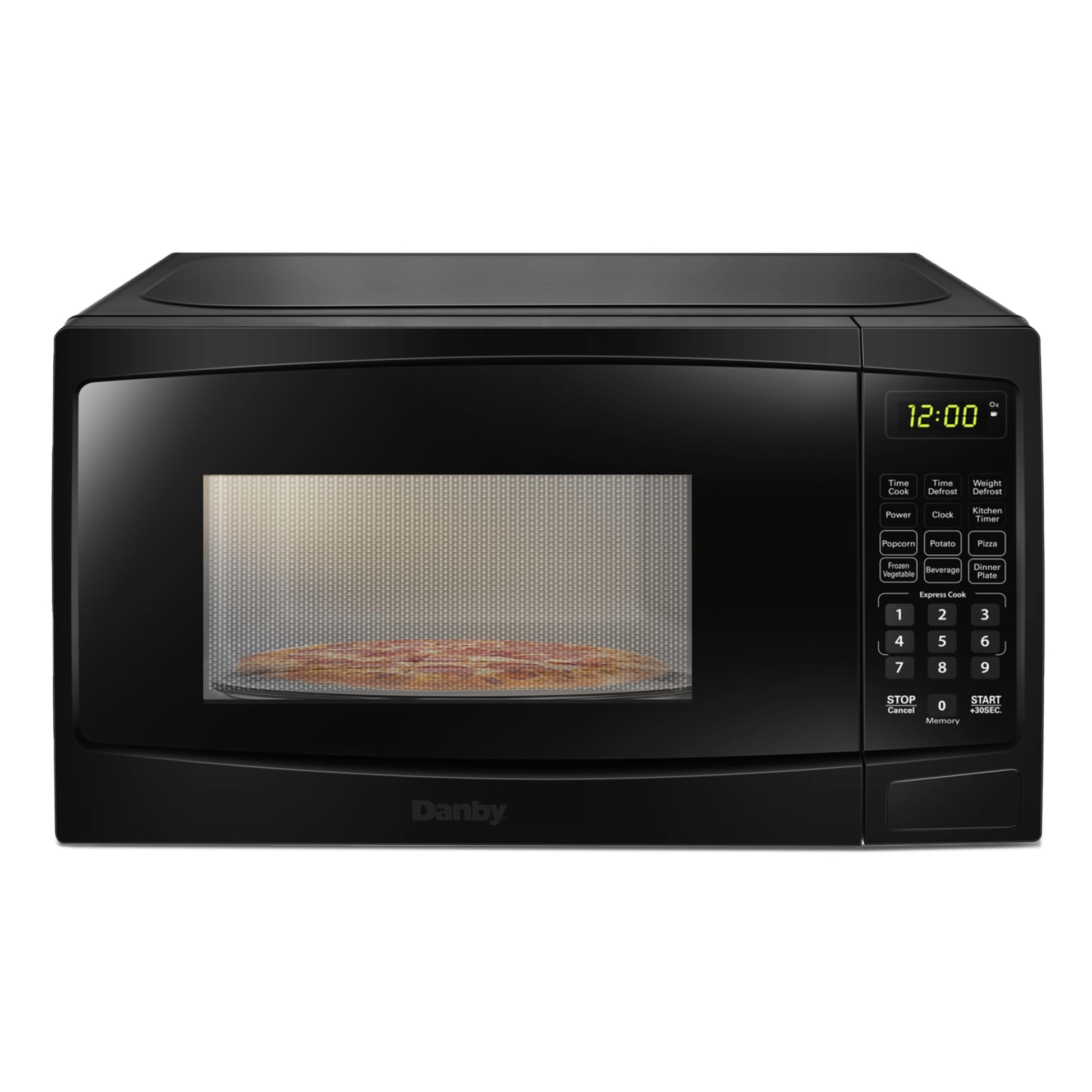 Danby DBMW0720BBB 700 Watts 0.7 Cu.Ft. Countertop Microwave with Push Button Door| 10 Power Levels, 6 Cooking Programs| Auto Defrost and Child Lock, Black (Renewed)