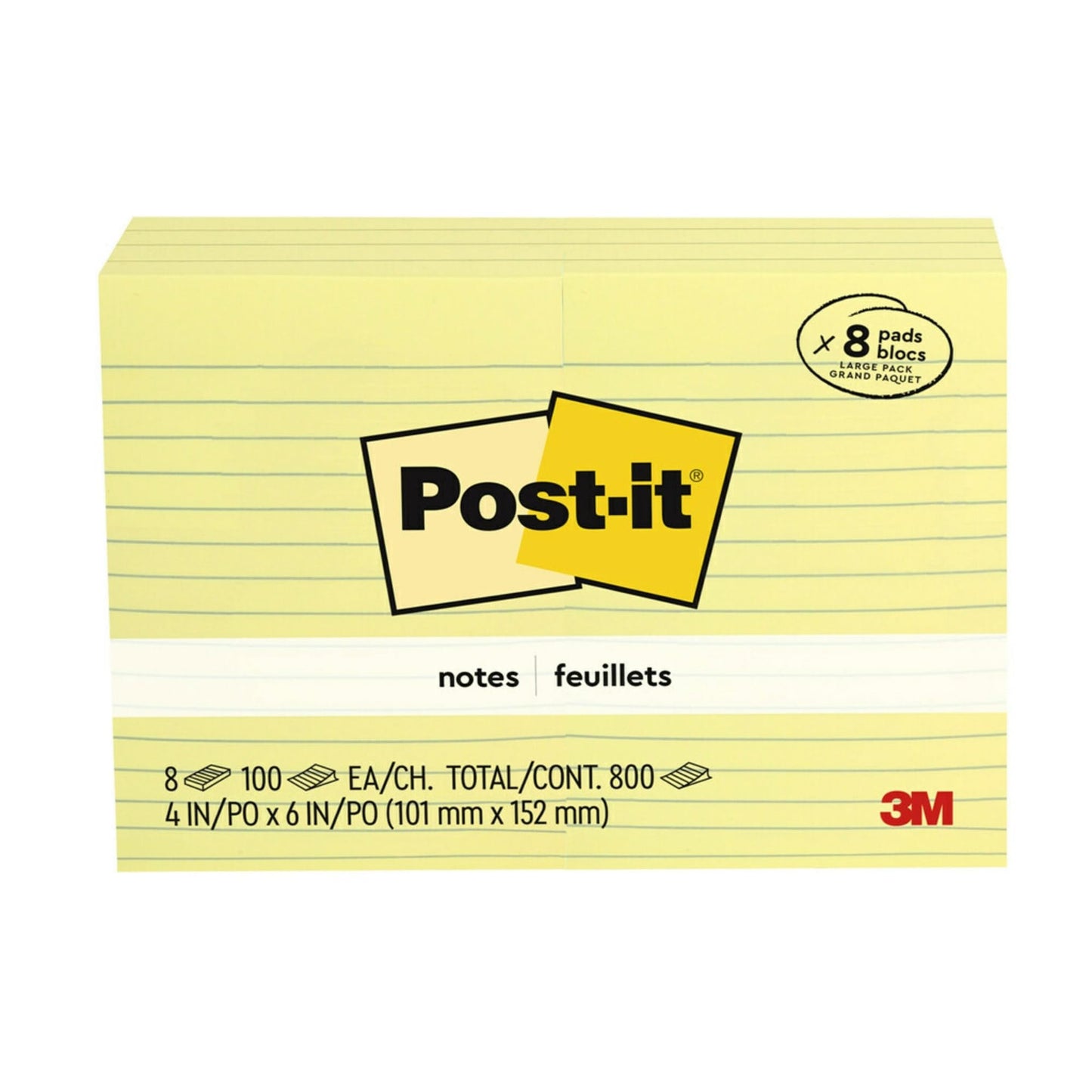 Post-it Notes 4" x 6" Lined, 8-Pack