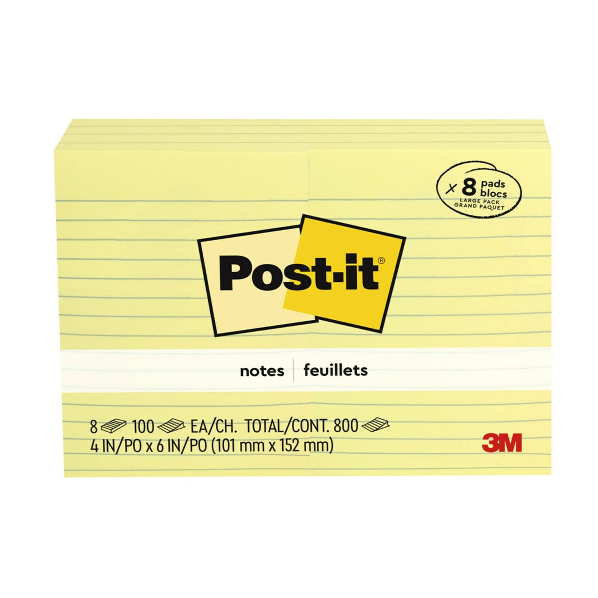 Post-it Notes 4" x 6" Lined, 8-Pack