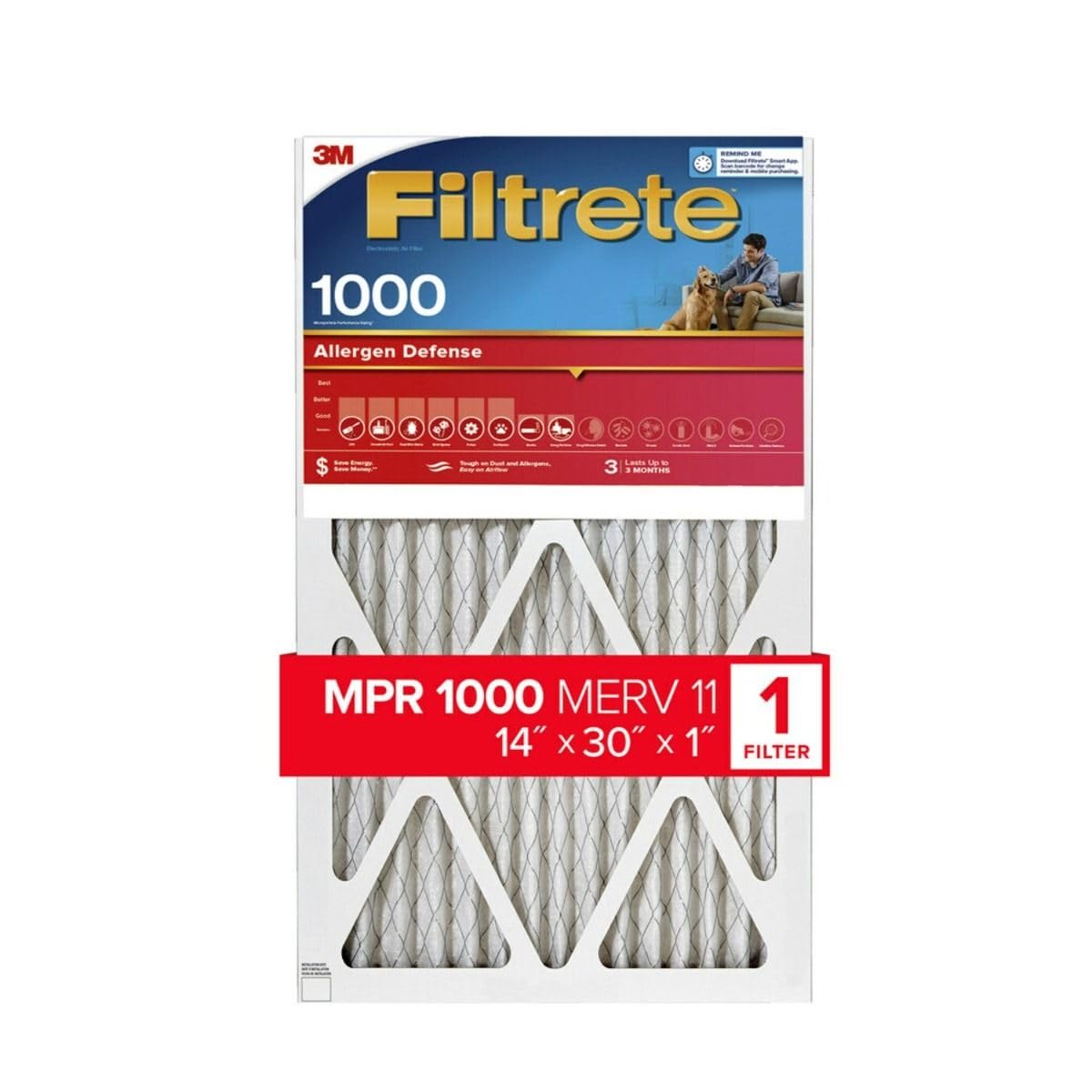 3M Filtrete MPR 1000 Air Filter 14x30x1