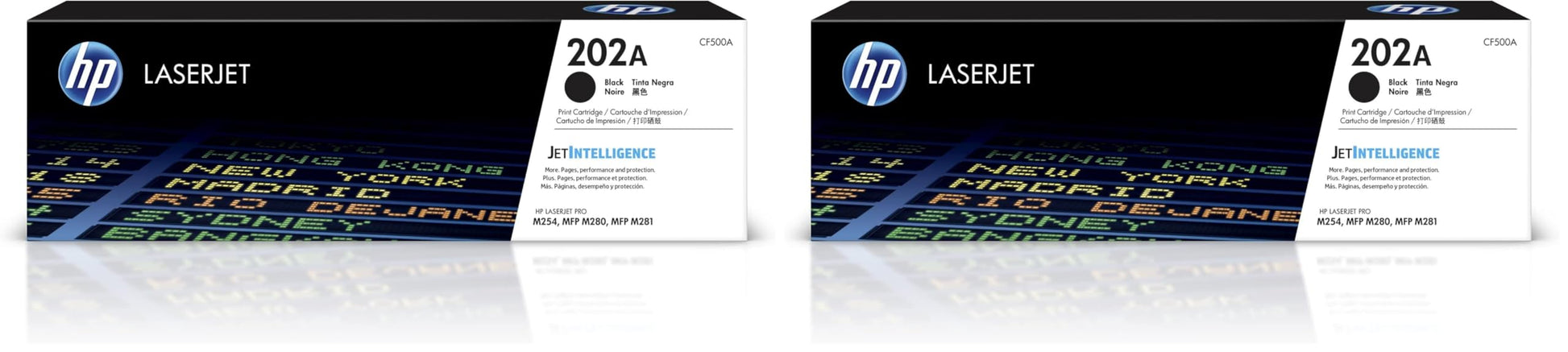 HP 202A Black Toner Cartridge CF500A Pack of 2