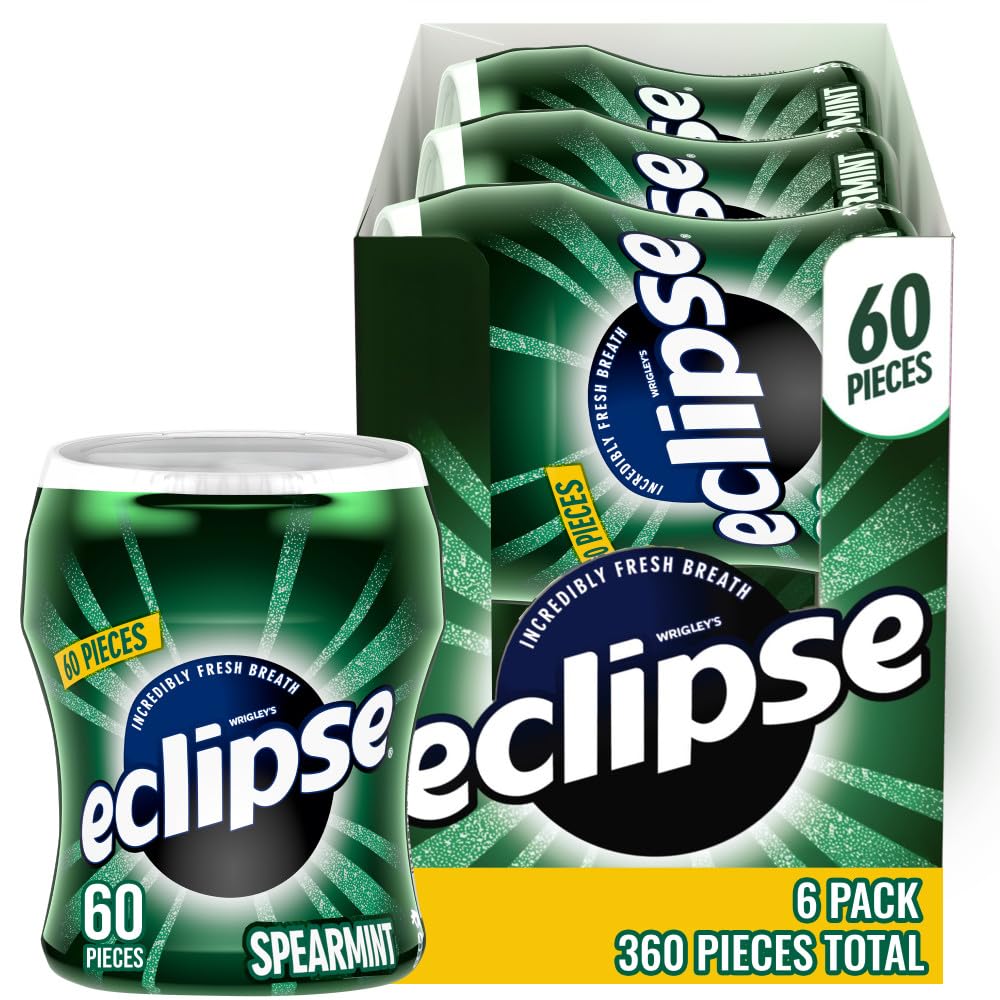 Wrigley's Eclipse Spearmint Gum 60 Piece Bottle 6 Pack