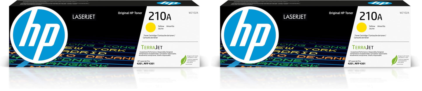 HP 210A Yellow Toner Cartridge | Works Color LaserJet Pro 4201,Color LaserJet Pro MFP 4301 Series | W2102A,(Pack of 2)