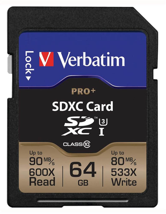 Verbatim Pro+ 64GB SDXC UHS-I Memory Card
