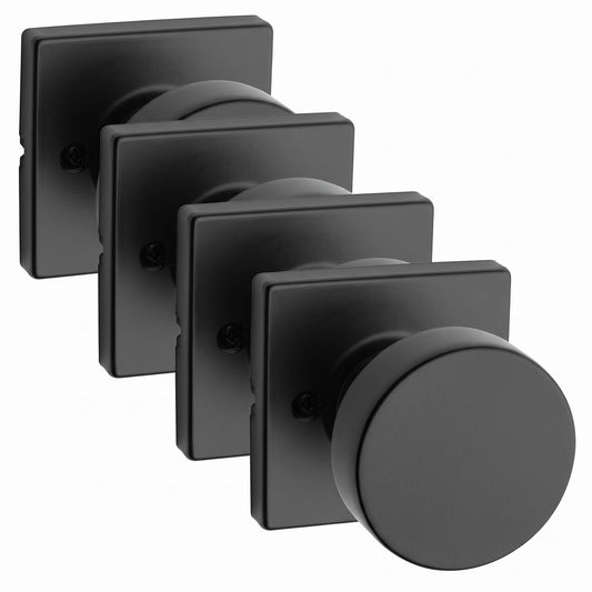 Kwikset Pismo Dummy Door Knob, Matte Black, 4-Pack
