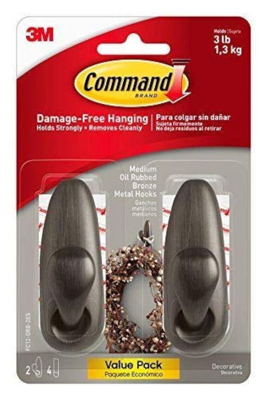 Metal Hooks, Oil-Rubbed Bronze, 3-Lb., 2-Pk.