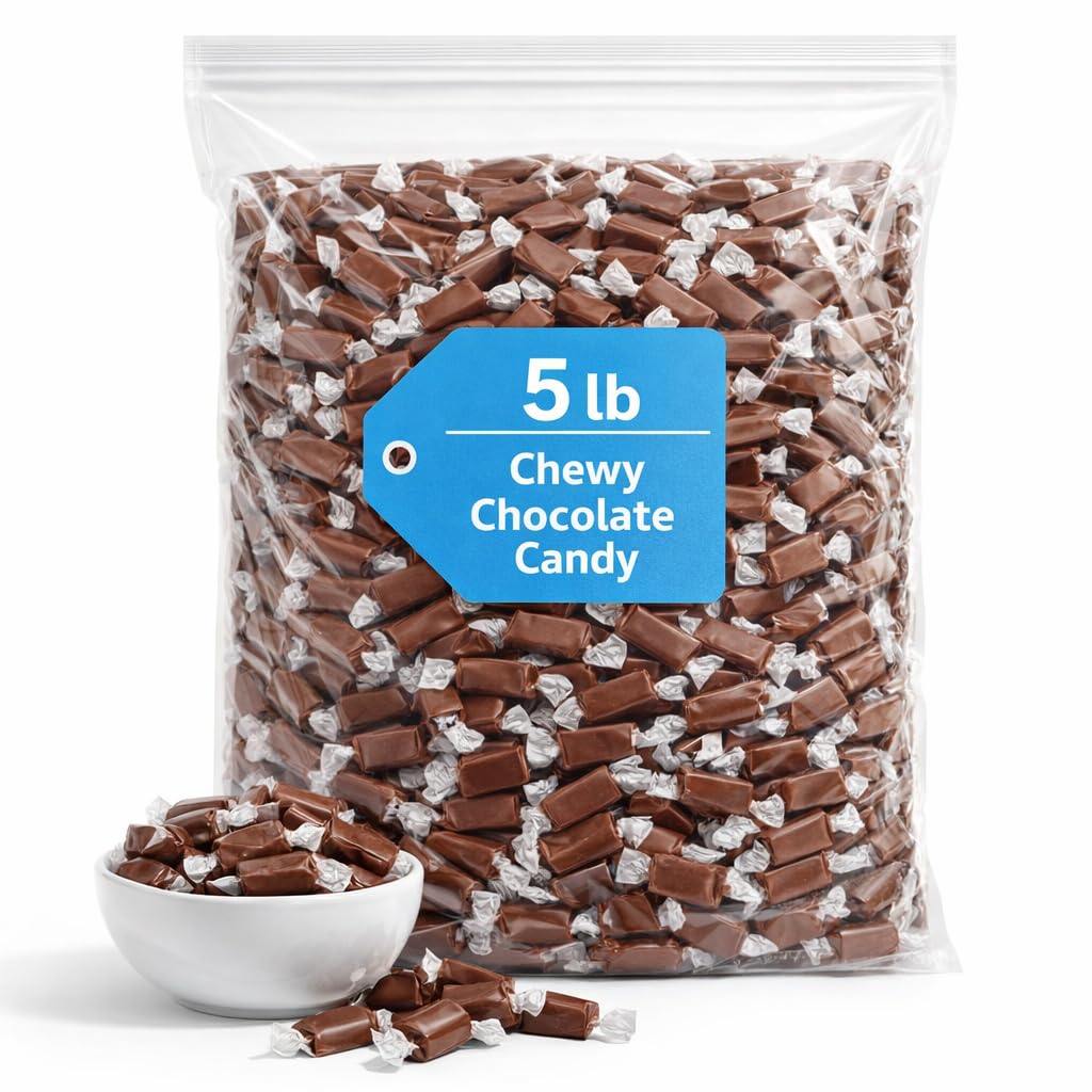 Chewy Chocolate Candy – 5 lb Bulk Bag – Individually Wrapped Chocolate Chewy Candy Pieces – Classic Candy for Parties, Candy Bowls, Classrooms & Snacking