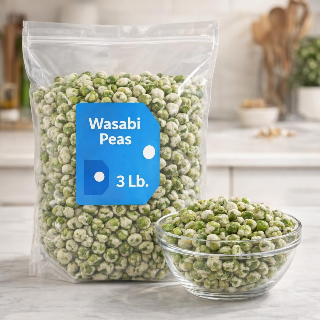 Crispy Wasabi Peas 3 lb – Spicy Crunchy Snack, Gluten-Free, Perfect for Snacking & Parties