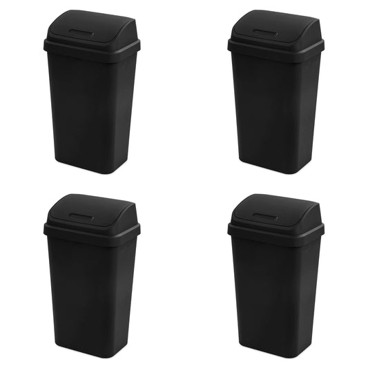 Sterilite 13 Gallon Swing Top Wastebasket 4-Pack
