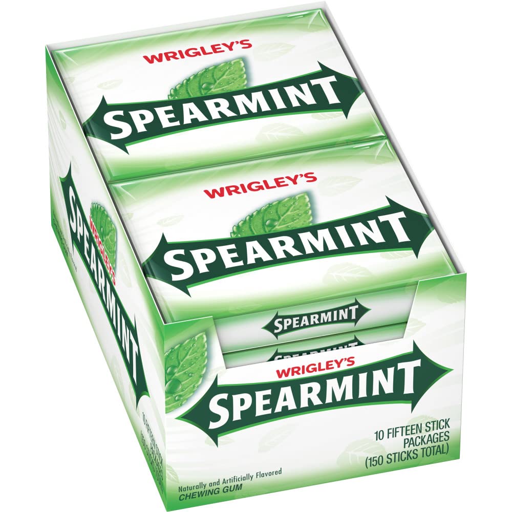 Wrigley's Spearmint Chewing Gum 15 Stick 10 Pack