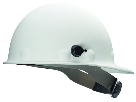 Fibre-Metal by Honeywell P2HNQRW01A000 Super Eight Fiber Glass Ratchet Cap Style Hard Hat with Quick-Lok, White, Medium