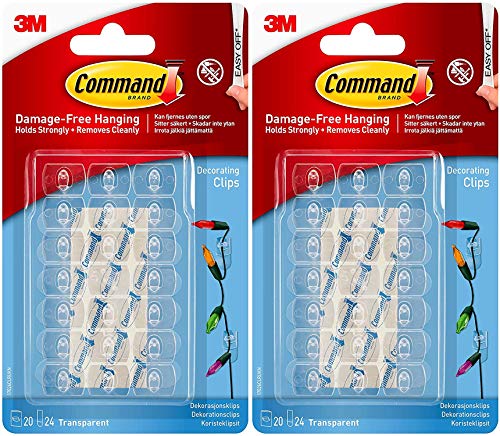 Command Strips 17026clr-Es Clear Decorating Clips 20 Count With Command Adhesive Strips