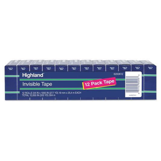 3M Highland Invisible Tape 3/4" x 1000" MMM6200K12