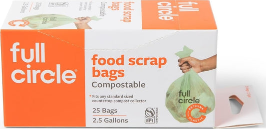 Full Circle Fresh Air Biodegradable Compost Bags, 2.5 Gallon / 25 Count, Original Scent