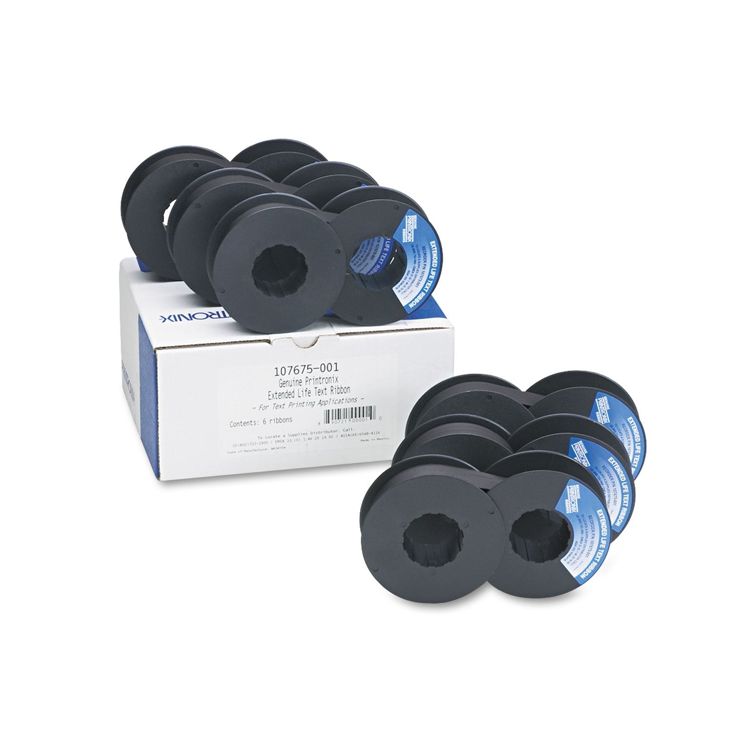 Printronix 107675001 Black Printer Ribbon, 1"