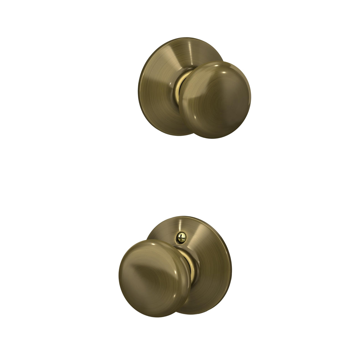 Schlage Plymouth Hall & Closet Knob F10 PLY 609 Antique Brass