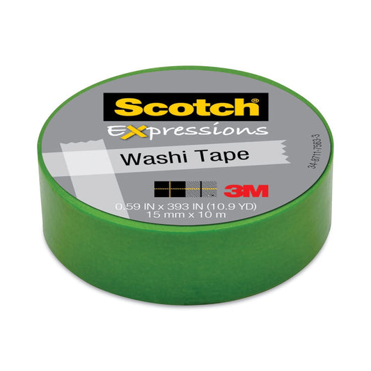 3M Scotch Expressions Washi Tape Green 0.59" x 32.75 ft