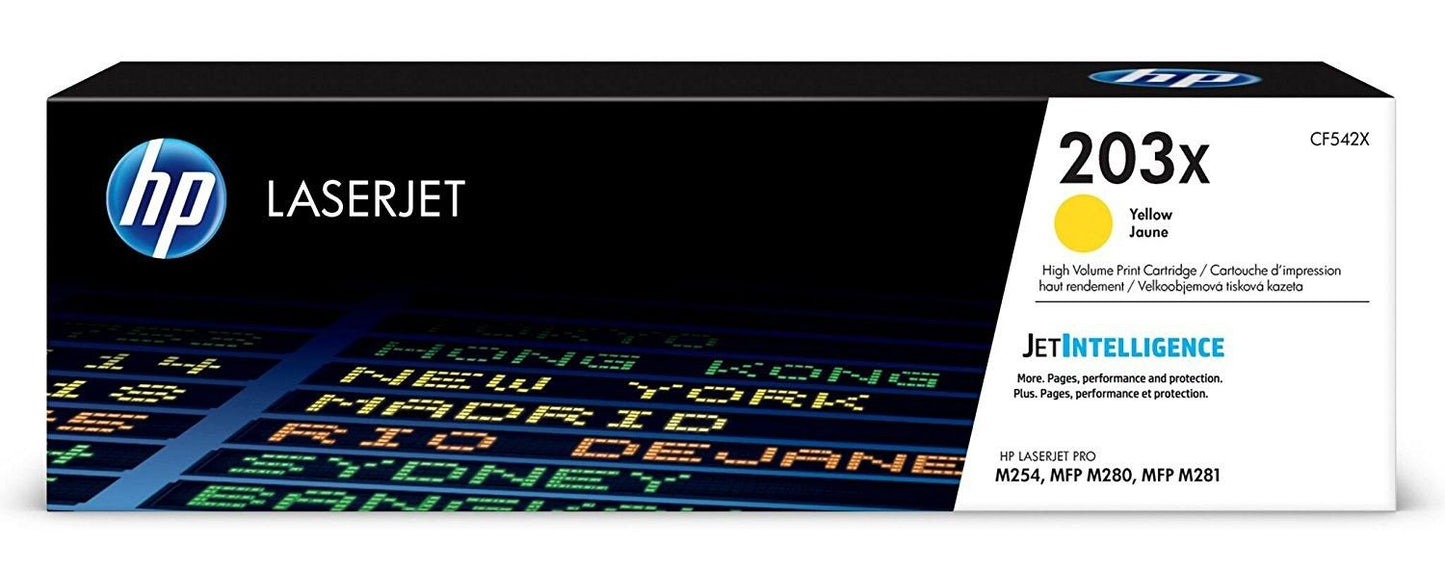 HP CF542X 203X High Yield Original Laserjet Toner Cartridge, Yellow, Single Pack