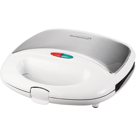 Brentwood Compact Dual Sandwich Maker Non-Stick, Small, White