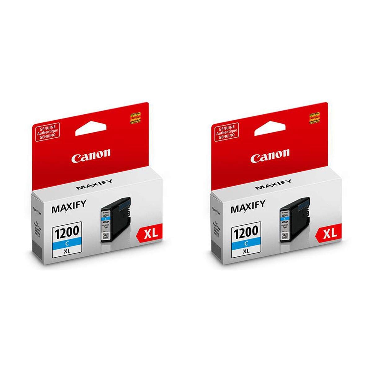 Canon 2 Pack PGI-1200 XL Cyan Pigment Ink Tank for MAXIFY MB2020, MB2120, MB2320, and MB2720 Printers, 900 Pages Yield