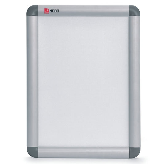 Nobo A2 Poster Frame Sign Holder With Snap Frame, Wall Mounted, Aluminium Trim, Anti-Glare Protective Cover, Premium Plus, Silver, 1902212